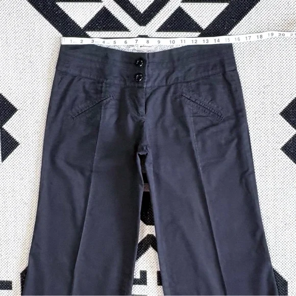 Elevenses x Anthropologie Black Twill Wide Leg Cuffed Trousers Size 2 - Picture 2 of 8